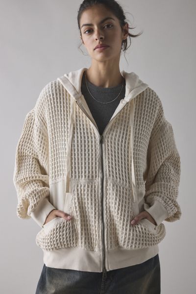 RSSC ■ DENIM PATCHED KNIT HOOD ZIP UP MUSINSA | RSSC DENIM PATCHED KNIT HOOD ZIP UP - IVORY