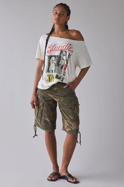 Rock Band Graphic Off-The-Shoulder Oversized Tee