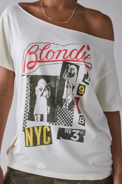 Rock Band Graphic Off-The-Shoulder Oversized Tee