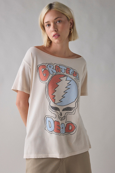 DAY Rock Band Graphic Off-The-Shoulder Oversized Tee