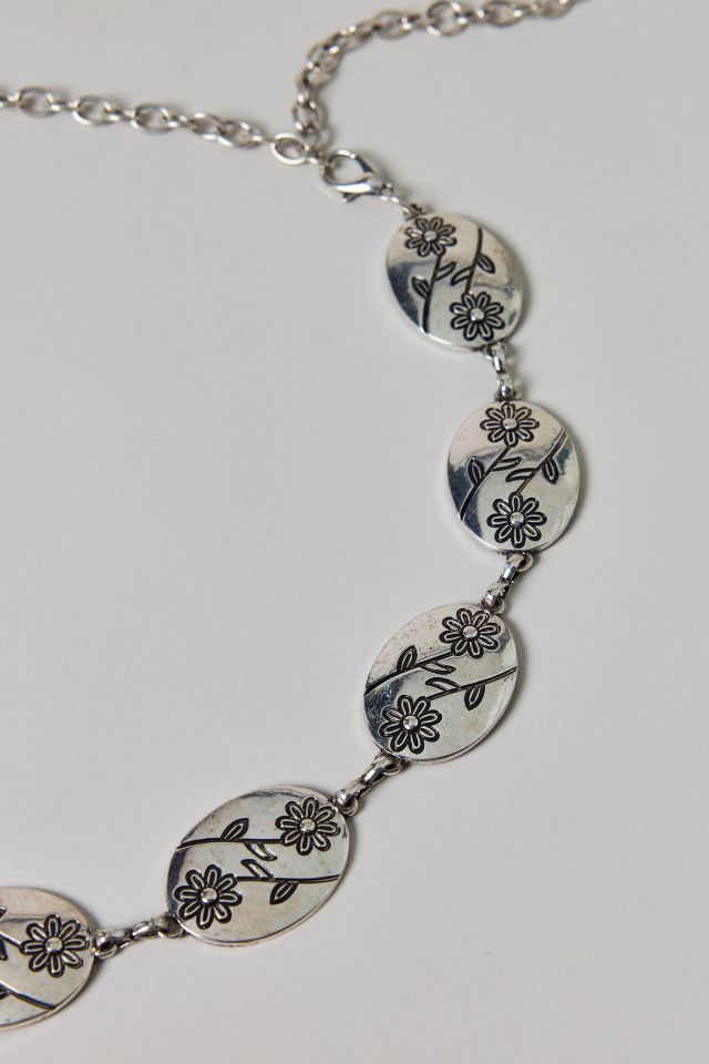 Etched Flower Metal Chain Belt #2