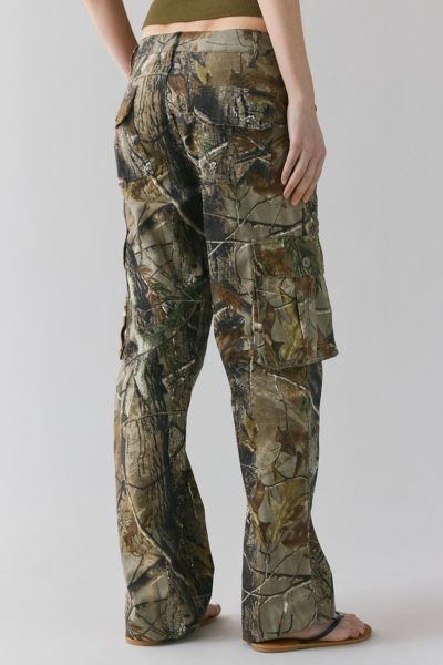Vintage By UO Tree Camo Pink Waistband Cargo Pant