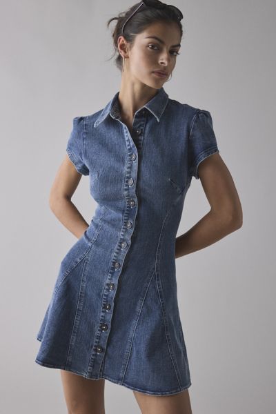 BDG For Keeps Seamed Button Front Denim Mini Dress