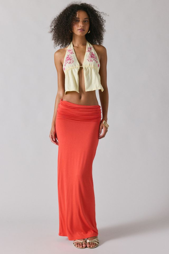 Motel Kayria Floral Embroidered Open Tie-Back Halter Top #2
