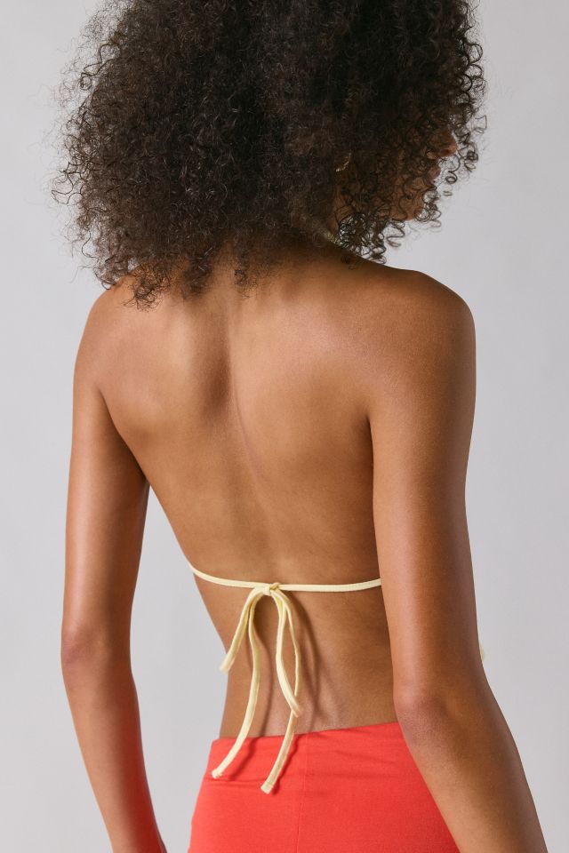 Motel Kayria Floral Embroidered Open Tie-Back Halter Top #3