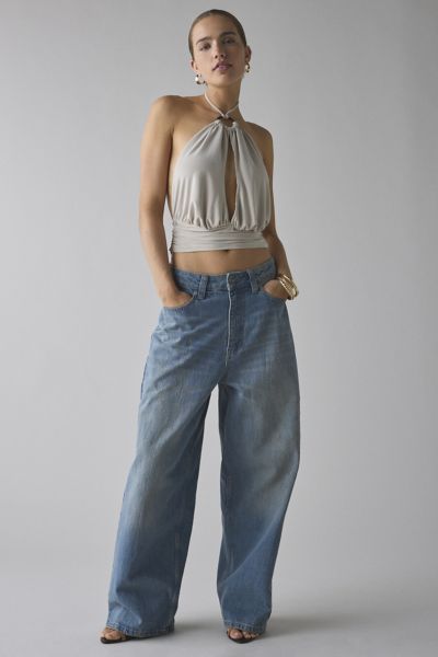 Motel Karise O-Ring Y-Neck Halter Plunge Crop Top