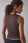 Motel Lycia Polka Dot Plunge Cropped Tank Top