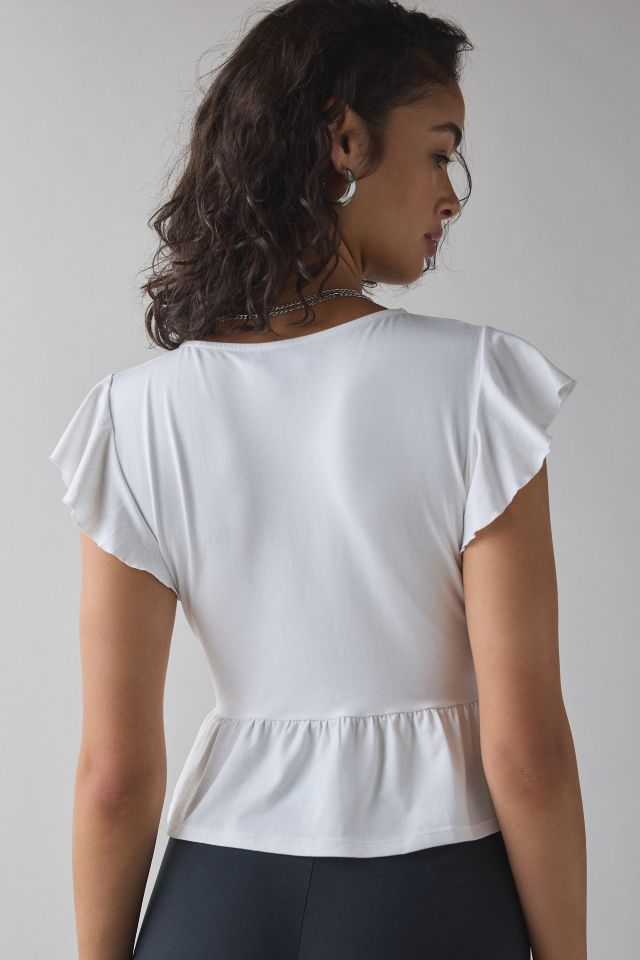 Motel Leisma Plunging Studded Frill Peplum Top #3