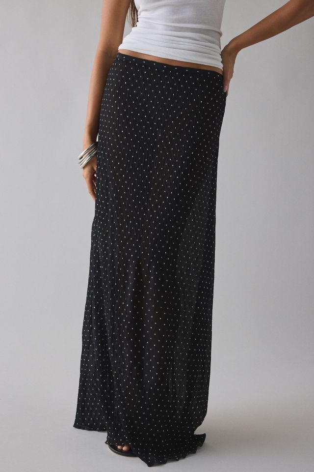 Lioness Ford Onyx Polka Dot Semi-Sheer Mesh Maxi Skirt #1