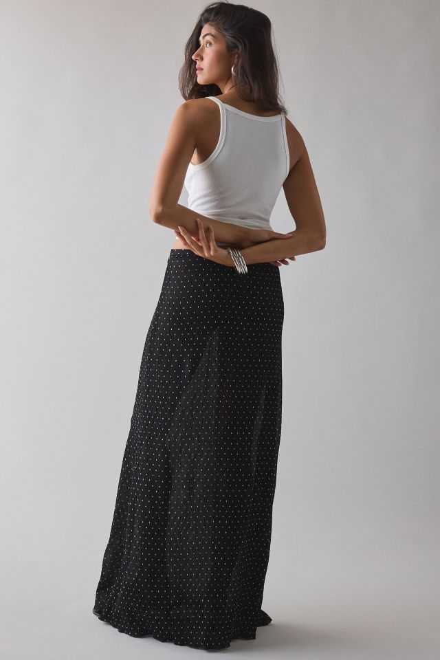 Lioness Ford Onyx Polka Dot Semi-Sheer Mesh Maxi Skirt #3