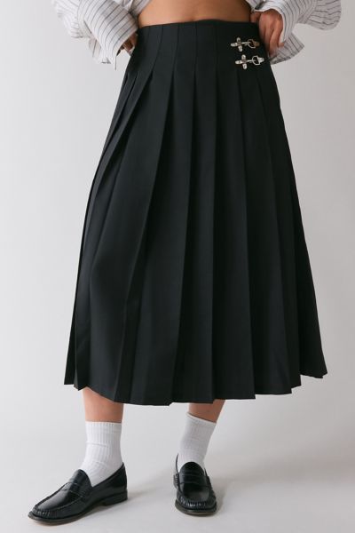 【INCHANT ME】Buckle Pumpkin Pleated Midi Skirt 101541431_001_b