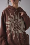 BDG Dusty Bleached Sun Graphic Oversized Zip-Up Hoodie Sweatshirt