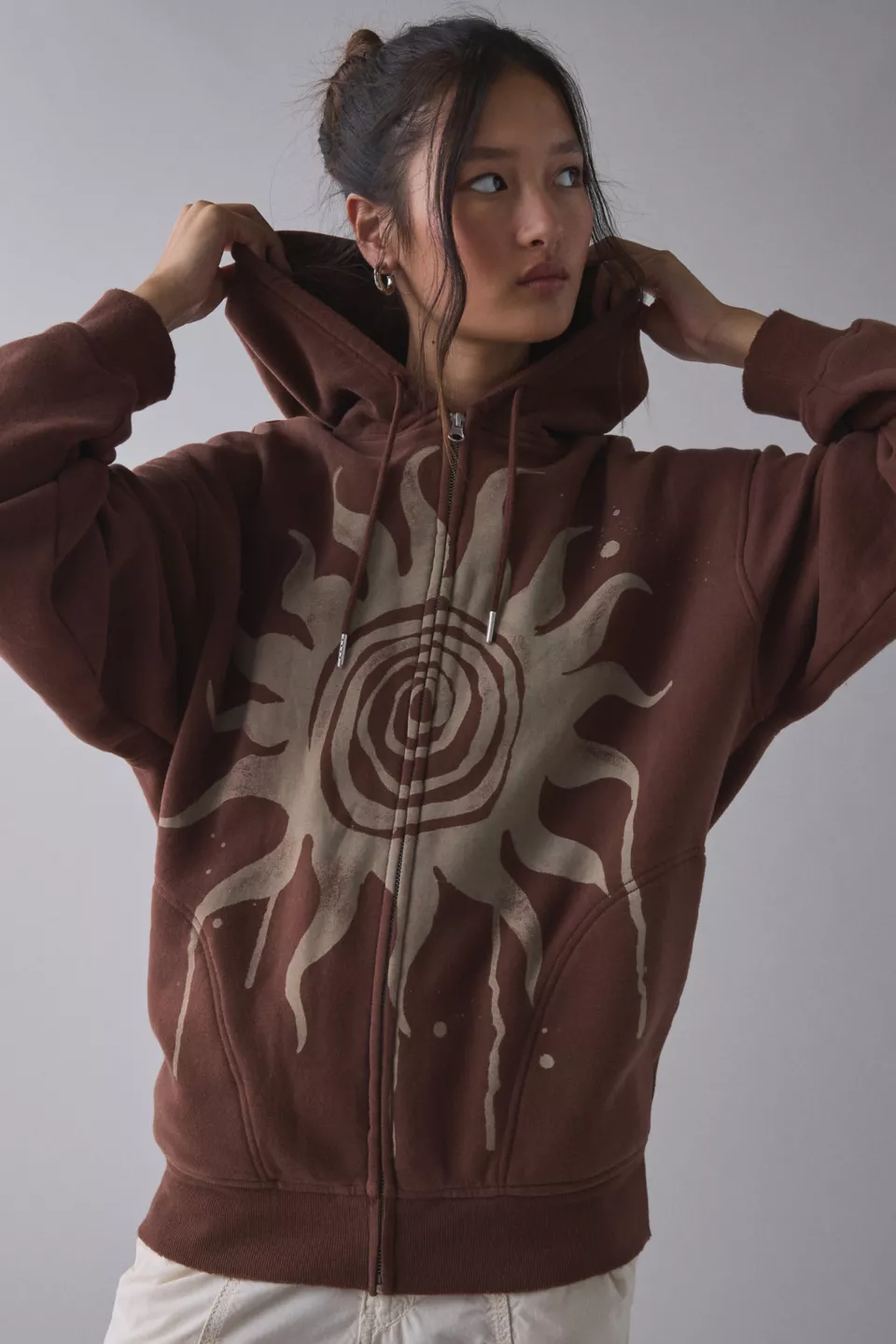 BDG Dusty Sun Graphic Zip-Up Hoodie