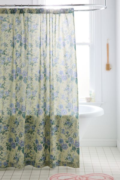 Urban Outfitters Catlyn Floral Patterned Shower Curtain In Green At  In Green
