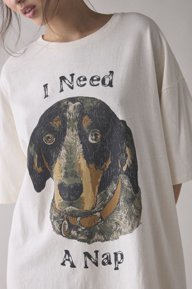 Kimchi Blue I Need A Nap Dog Graphic Oversized T-Shirt Dress #1