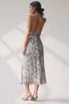 UO Deep Plunge Halter Ruched Mesh Midi Dress
