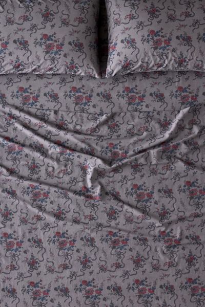 Urban Outfitters Catlyn Floral Patterned Sheet Set In Charcoal At  In Gray