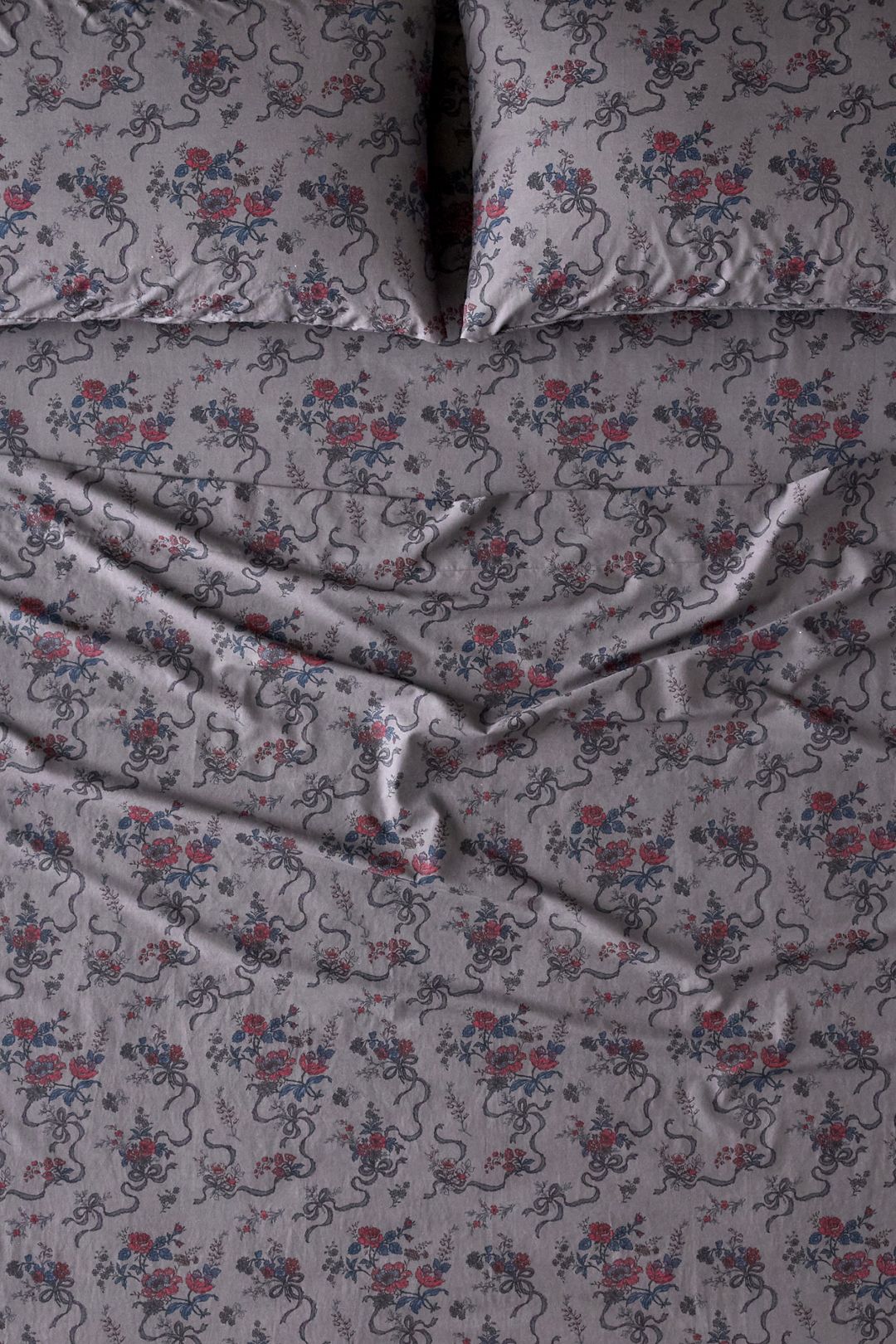 Catlyn Floral Patterned Sheet Set - Carbon, Regular, QUEEN