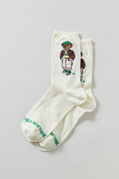 Polo Ralph Lauren Polo Bear Cotton-blend Sock In Ivory, Women's At Urban Outfitters In White