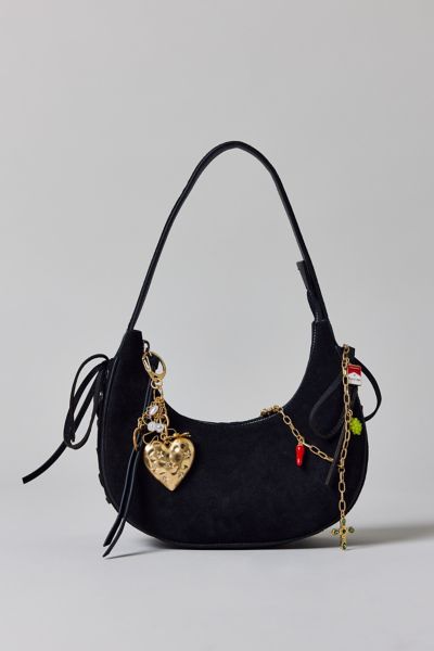 Silence + Noise Laced Suede Crescent Bag