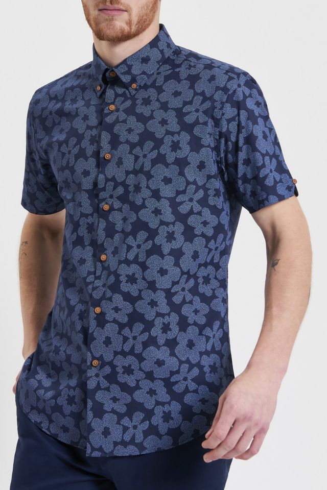 Ben Sherman Stipple Floral Print Short Sleeve Button-Down Shirt #2