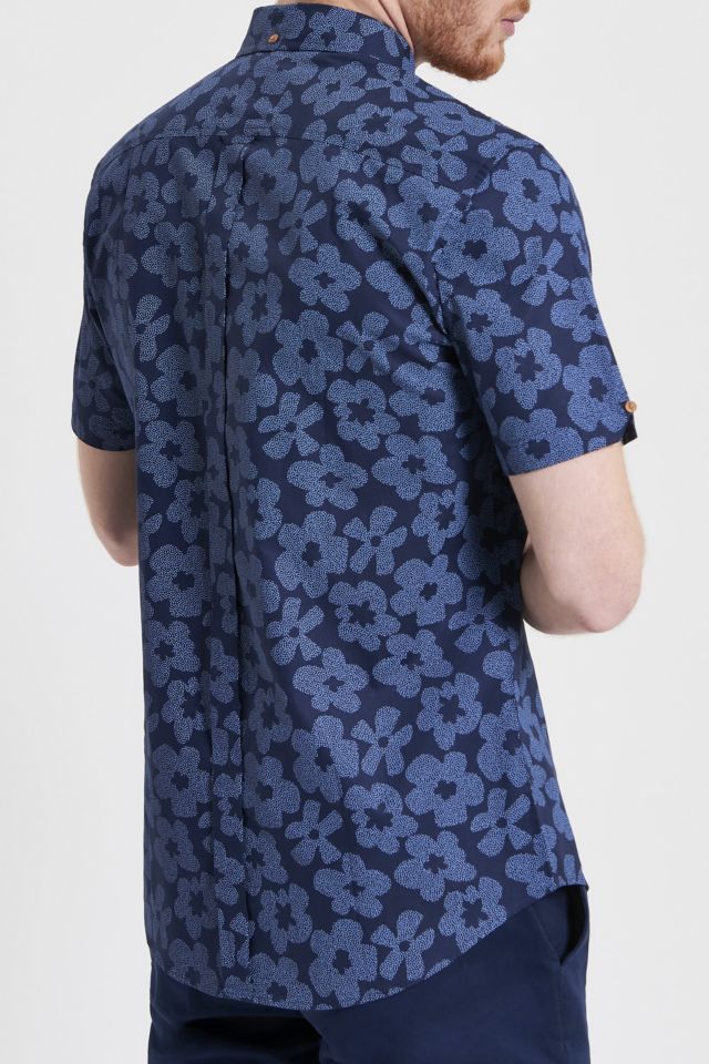 Ben Sherman Stipple Floral Print Short Sleeve Button-Down Shirt #3