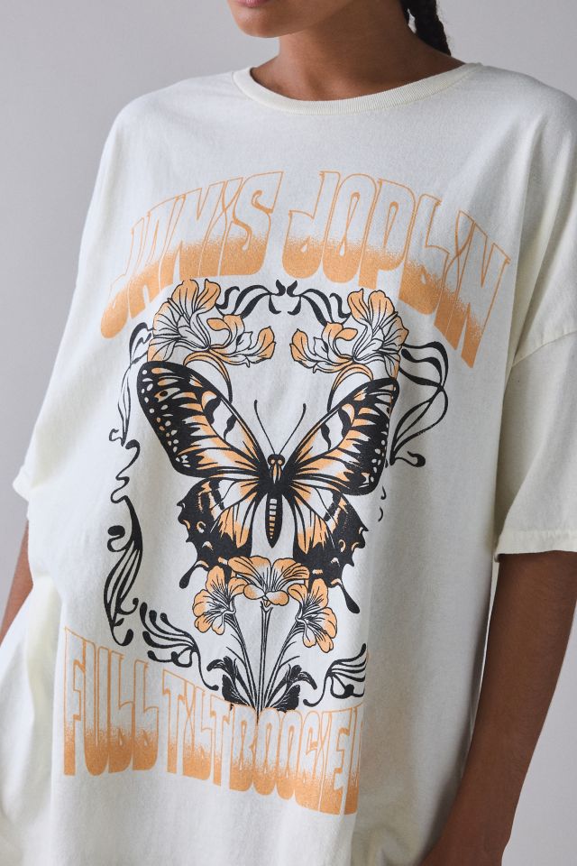 Janis Joplin Butterfly Graphic Cotton T-Shirt Dress #1