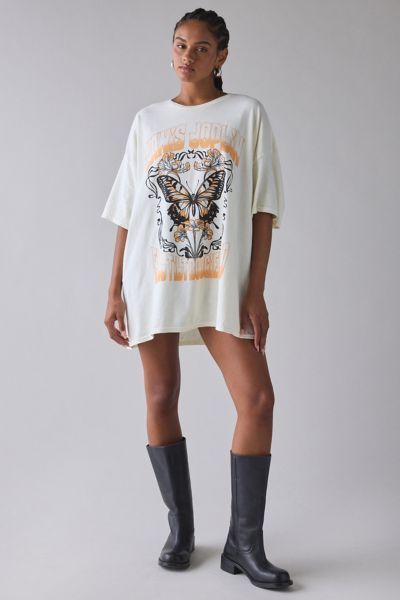 Janis Joplin Butterfly Graphic Cotton T-Shirt Dress