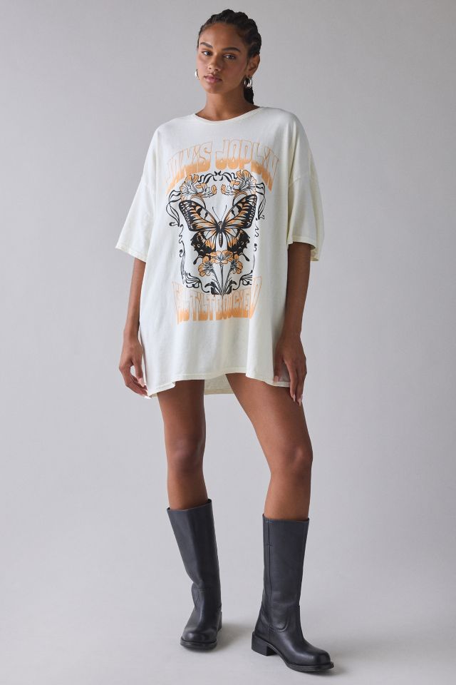 Janis Joplin Butterfly Graphic Cotton T-Shirt Dress #2