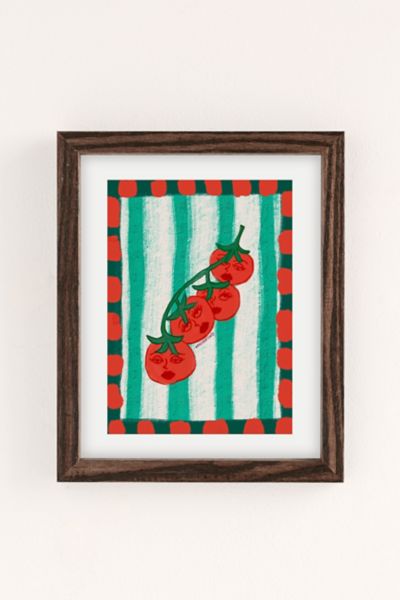 Urban Outfitters Theebouffants Moody Tomatoes Art Print In Walnut Wood Frame At