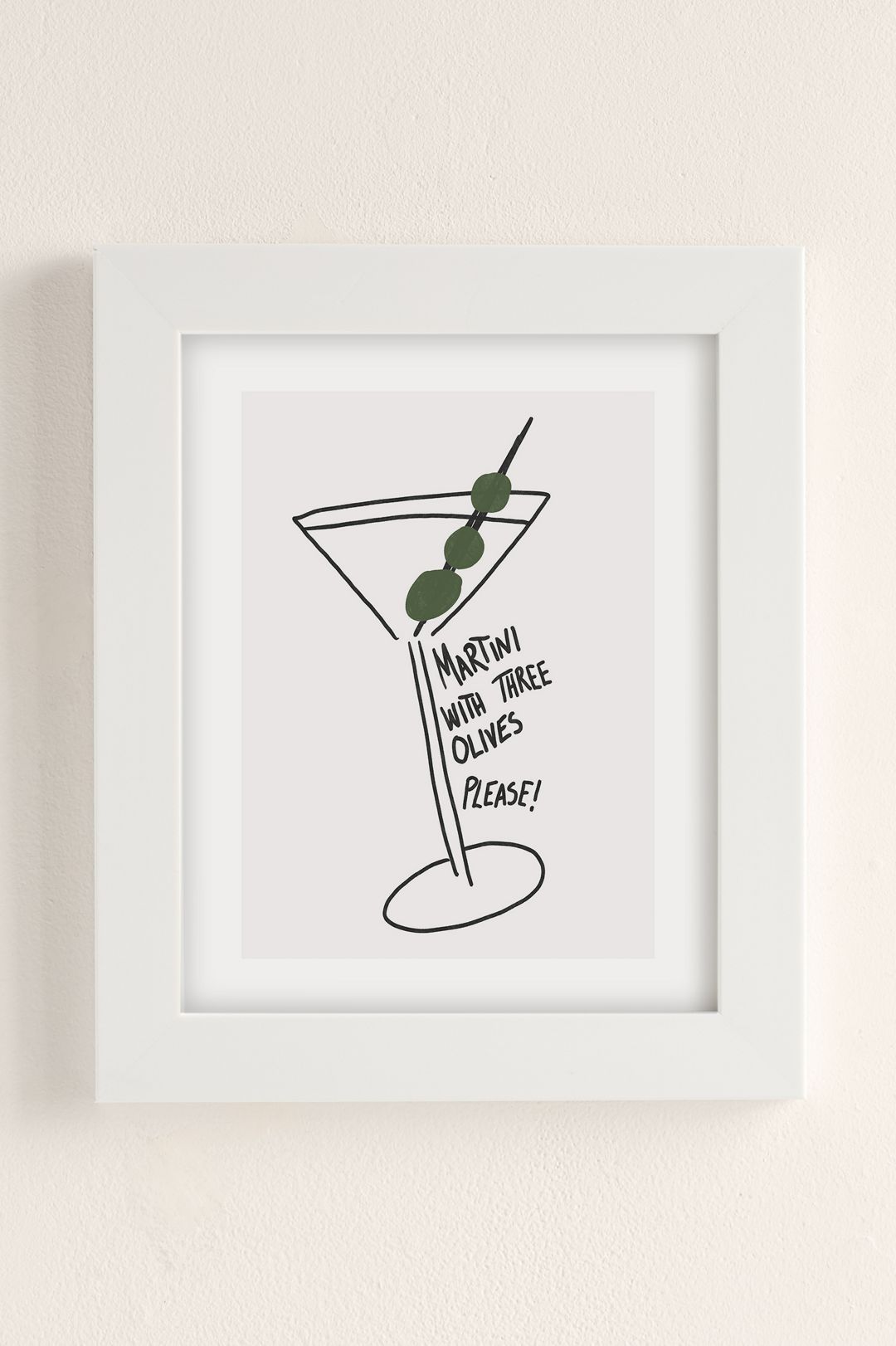 AthenesAtelier Martini Three Olives Art Print - White Matte Frame, 18X24