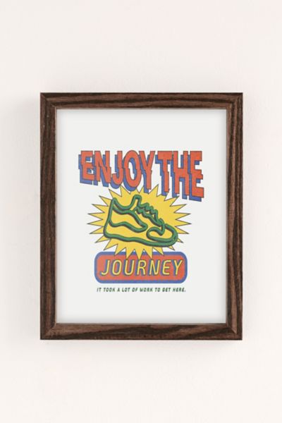 Urban Outfitters Refined Collective Enjoy The Journey Art Print In Walnut Wood Frame At