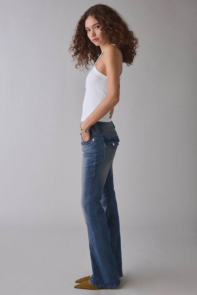 True Religion Joey Radiant Pearl Low-Rise Flap Flare Jeans #3