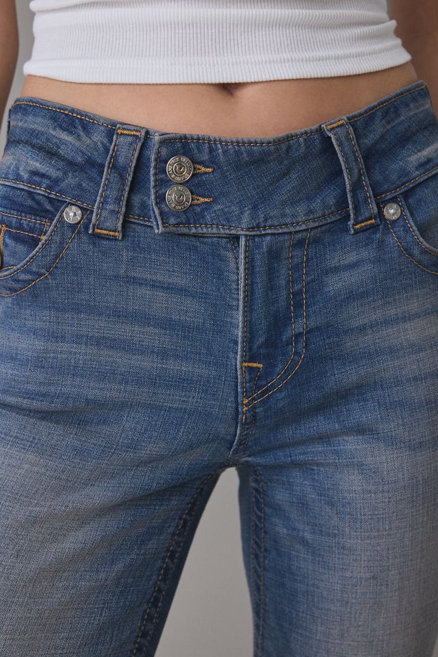 True Religion Joey Radiant Pearl Low-Rise Flap Flare Jeans #4