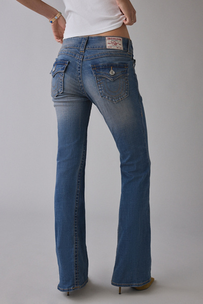True Religion Joey Radiant Pearl Low-Rise Flap Flare Jean