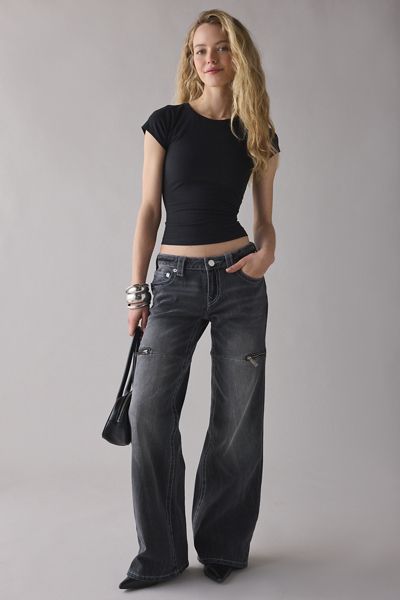 True Religion Bobbi Midnight Serenade Big T Low-Rise Baggy Jeans