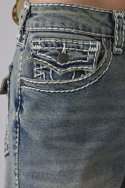 True Religion Jessie Ice Veil Big T Flap Super Baggy Jean