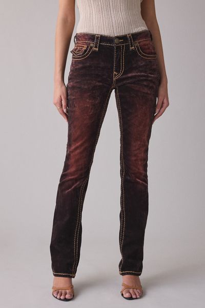 True Religion Billie Flocked Velvet Super T Straight Jeans