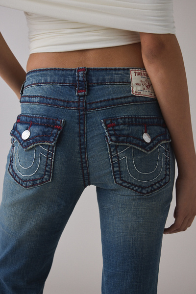 True Religion Joey Aqua Drift Super T Low-Rise Flare Jean