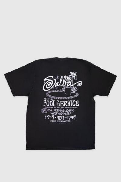 Stussy Pool Service Pigment Dyed Tee In Black, Men's At Urban Outfitters In Black