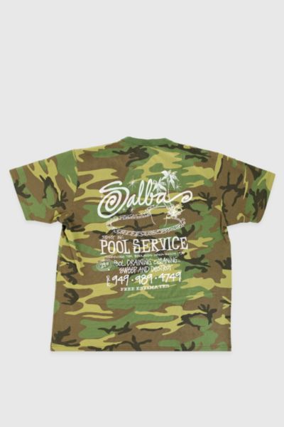 Stussy Pool Service Pigment Dyed Tee In Green, Men's At Urban Outfitters In Green