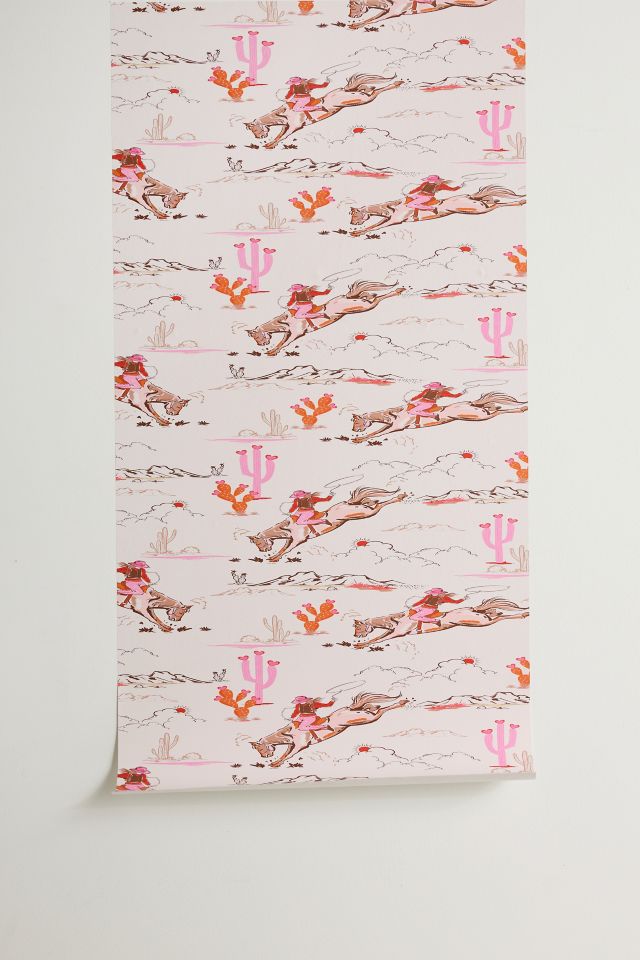 NewburyBoutique Equestrian Cowgirl Western Rodeo Pattern Removable Wallpaper
