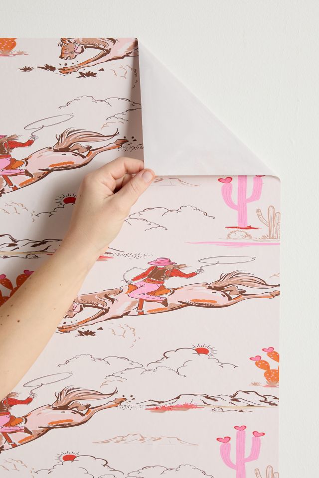 NewburyBoutique Equestrian Cowgirl Western Rodeo Pattern Removable Wallpaper