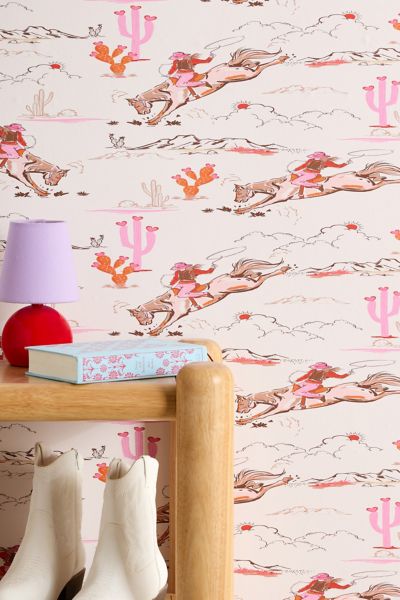 NewburyBoutique Equestrian Cowgirl Western Rodeo Pattern Removable Wallpaper