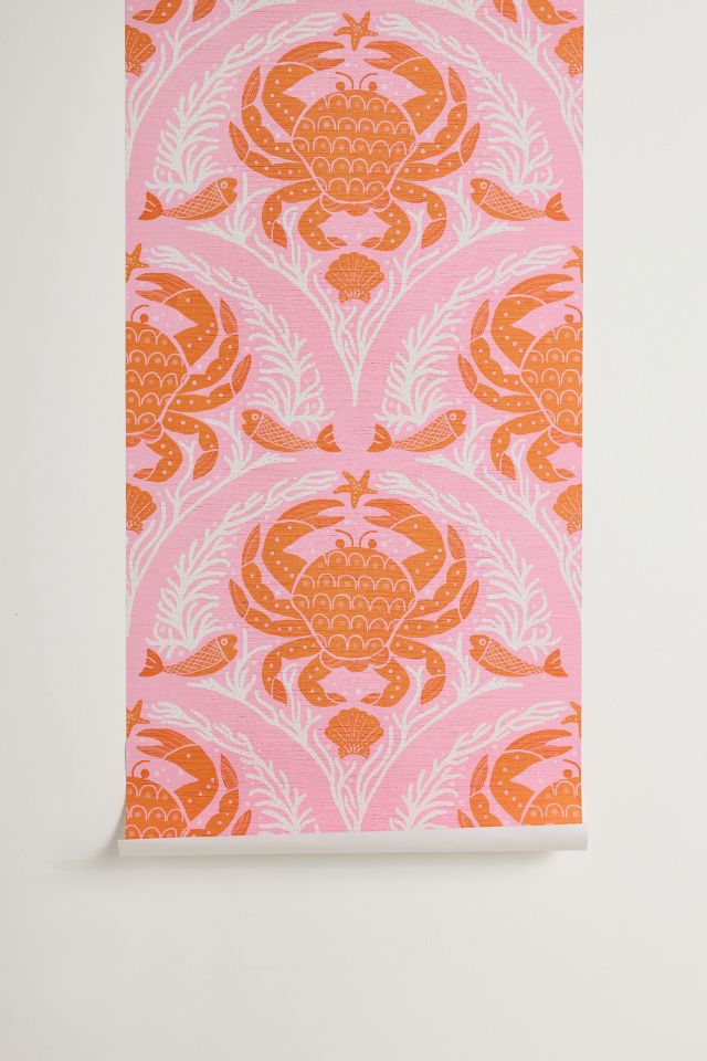 ShowMeMars Orange Crab On Pink Pattern Removable Wallpaper #1