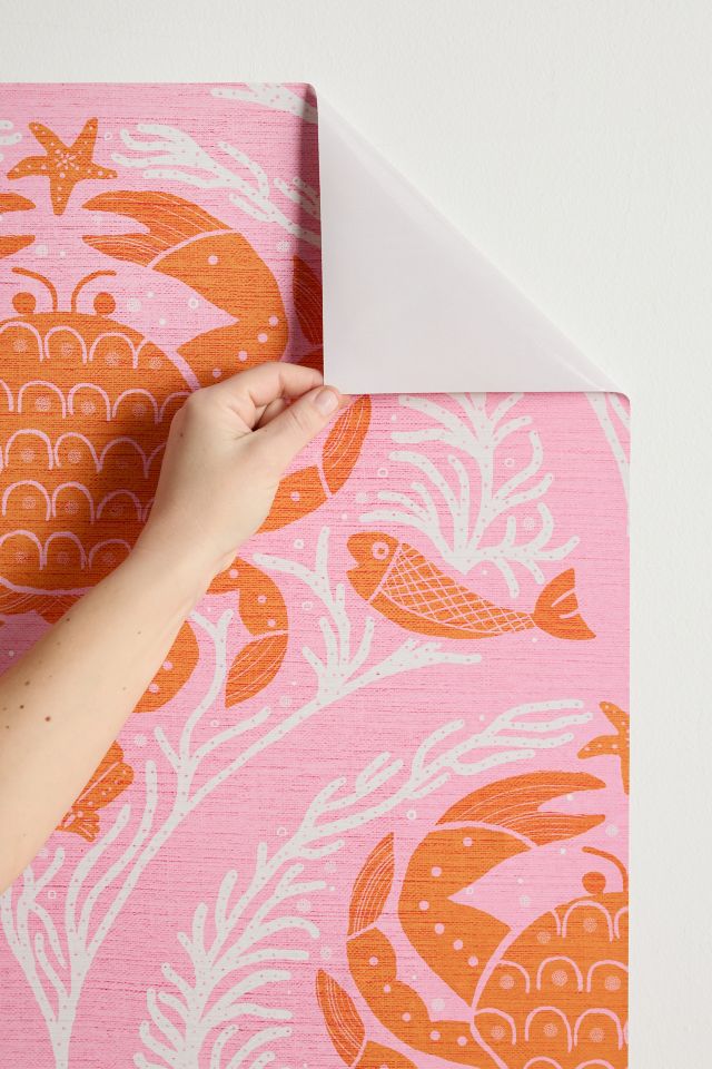 ShowMeMars Orange Crab On Pink Pattern Removable Wallpaper #2