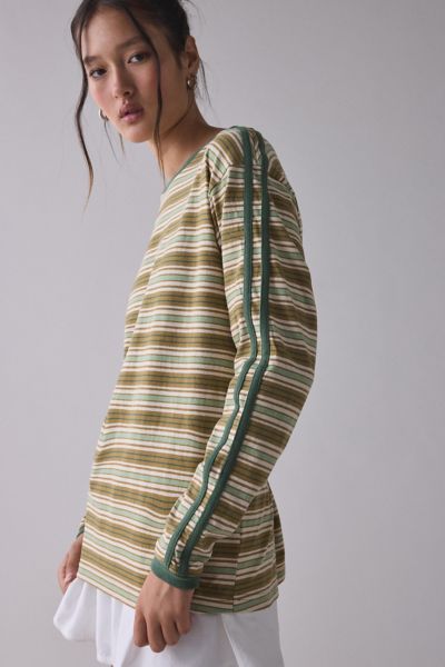 Bdg Hayden Oversized Long Sleeve Ringer Tee In Barcelona Stripe, Women's At Urban Outfitters