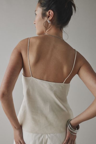 Lioness Mariah Linen-Blend Asymmetric Tie-Front Cami