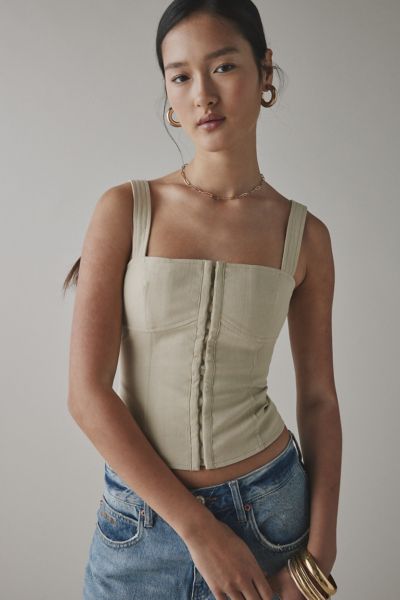 Lioness Harmonious Square Neck Corset Top In Neutral, Women's At Urban Outfitters