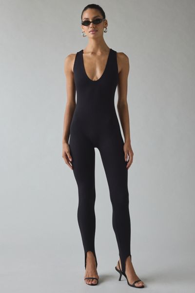 AFRM Beloit Noir Catsuit Plunging Low-Back Catsuit